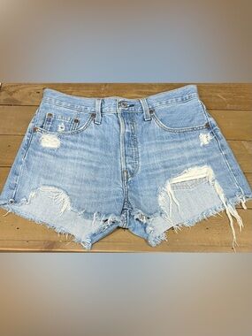 501 Light Wash Distressed Denim Cutoff Shorts